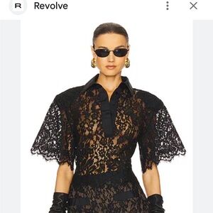 Elegant Black Lace Top NWOT